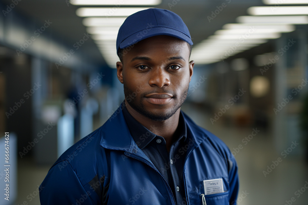 Postman Standing Generative AI image of male postman wear uniform standing in the ...