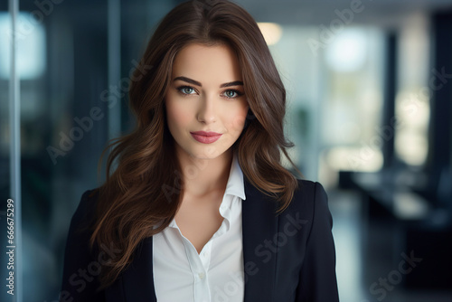 Generative AI picture portrait of amazing gorgeous office worker young woman