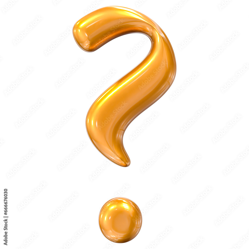 Naklejka premium Balloon Font Question Mark Gold 3D Render