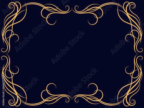 Ornate vintage frame. Swirl ornament. Ornamental curls. Vintage linear border with curlicues. Design a template for invitations, leaflets and greeting cards. Vector illustration