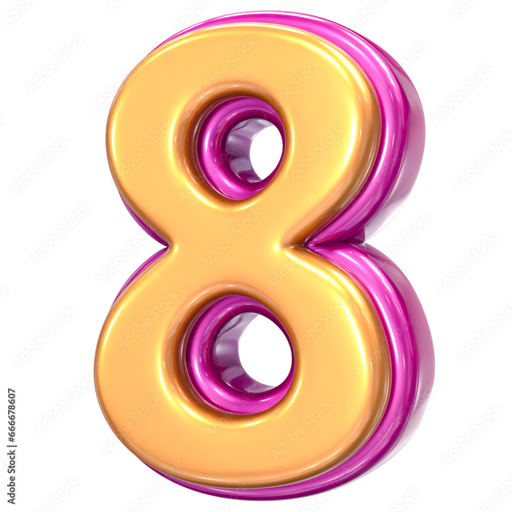 8 Gold With Pink Number Gold 3D Render 8 Gold With Pink Number Gold 3D Render