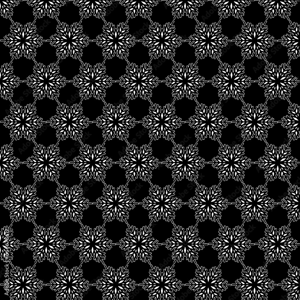 Fototapeta premium black and white seamless pattern - Snowflake Pattern Black and White