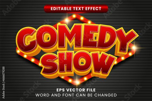 Comedy show 3d editable vector text effect