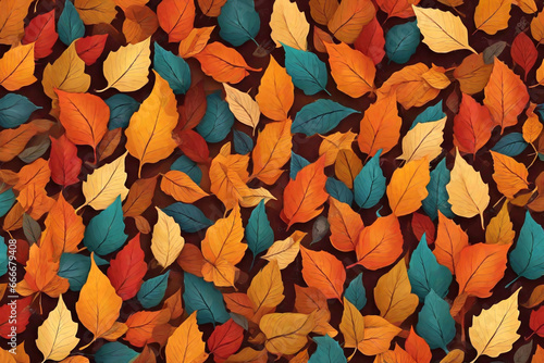 abstract background with leaves in autumn colors. Created using generative AI tools