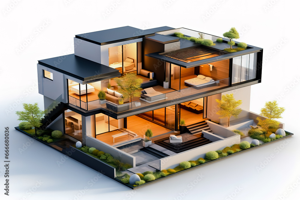 3d view of house model. 3d view of house model.