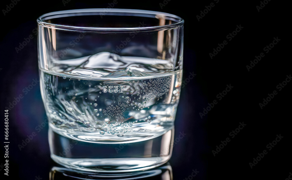 Transparent glass cup with clean, fresh water. Generative AI.