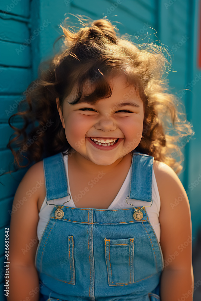 The chubby girl laughs. The chubby girl laughs.