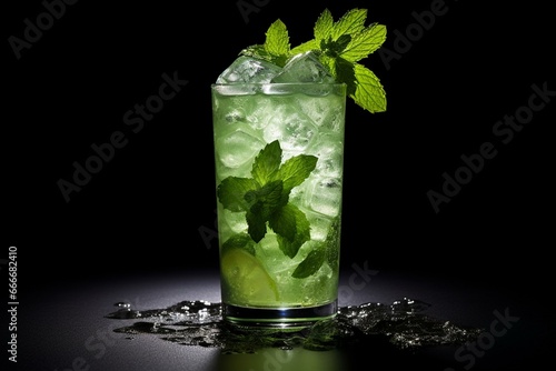 Refreshing beverage infused with cooling mint flavor. Generative AI