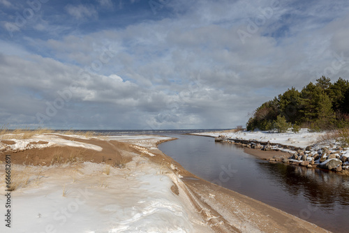 Sand Dunes of Oostende  Ostend  in the snow  North Sea coast  Belgium.