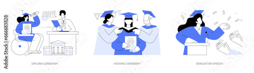 Graduation ceremony isolated cartoon vector illustrations se