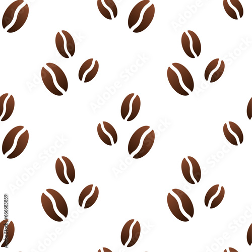 Brown roasted coffee beans on white background. Vector seamless pattern. Best for textile  cafe decoration  wallpapers  wrapping paper  package and web design.