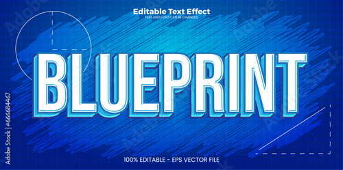 Blueprint editable text effect in modern trend style photo