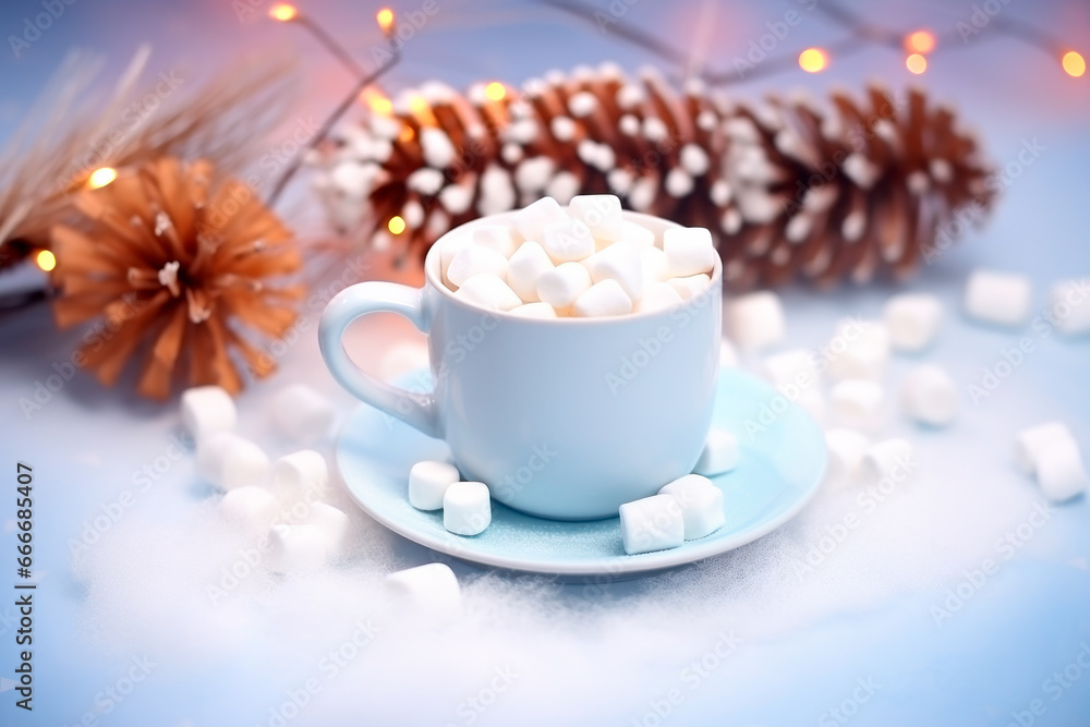 Hot cocoa with marshmallows or coffee in ceramic cup on white background. Autumn and Winter mood concept. Time for relax. Hot cocoa with marshmallows or coffee in ceramic cup on white background. Autumn and Winter mood concept. Time for relax.