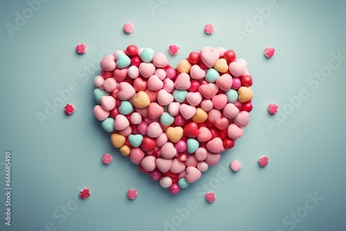 sweets on heart background. Generative AI