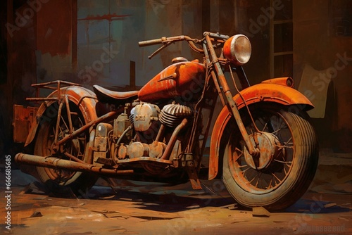 Artwork depicting a powerful motorcycle. Generative AI