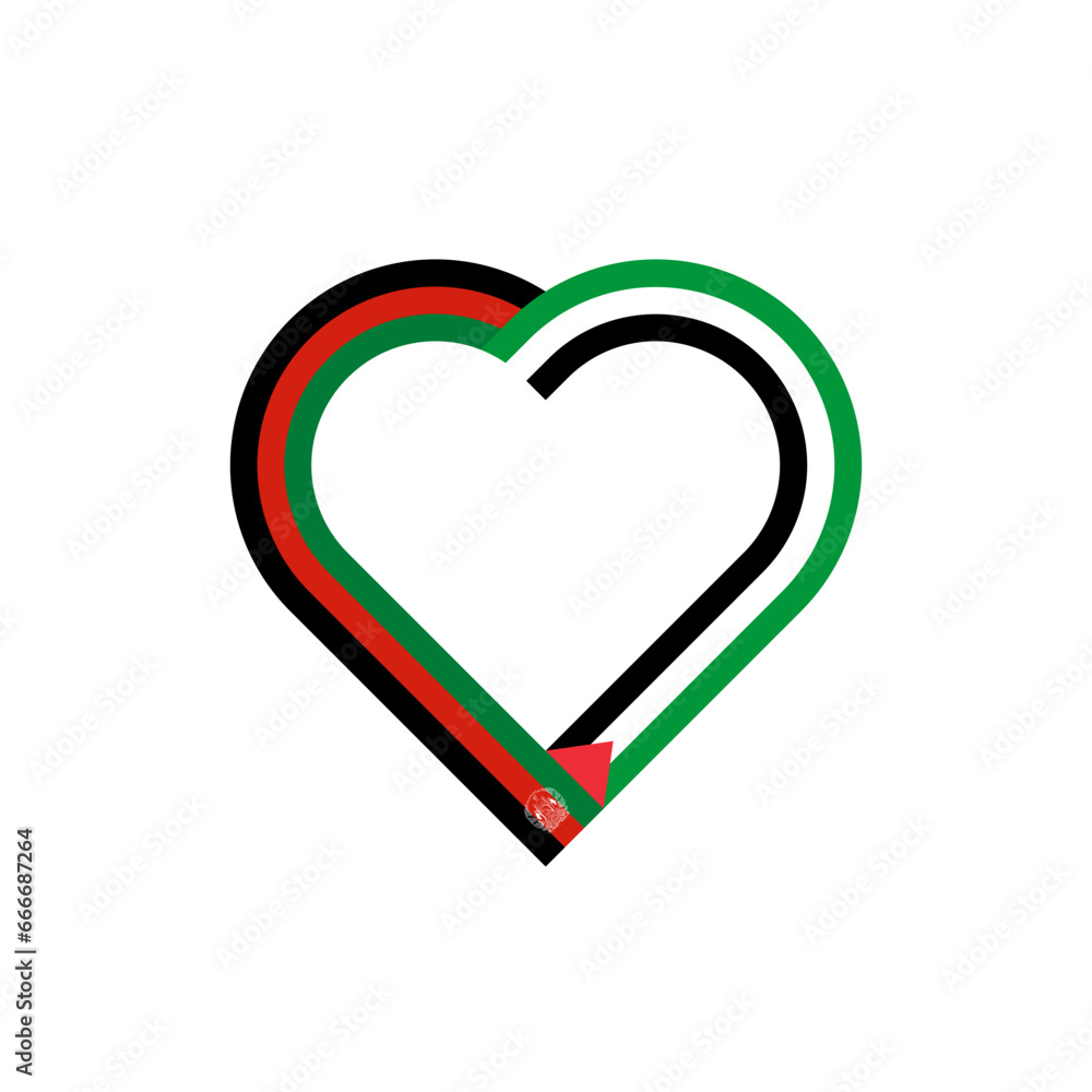 unity concept. heart ribbon icon of afghanistan and palestine flags. vector illustration isolated on white background unity concept. heart ribbon icon of afghanistan and palestine flags. vector illustration isolated on white background