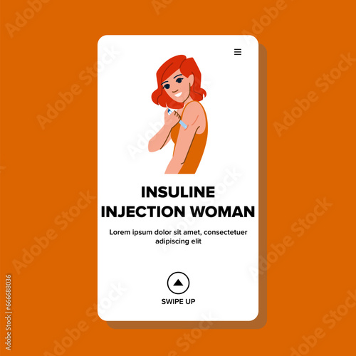 hypoglycemia insuline injection woman vector. medicine illness, treatment medical, therapy health hypoglycemia insuline injection woman web flat cartoon illustration