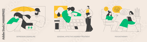 Mental health condition abstract concept vector illustrations.