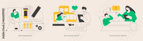 Abuse rehabilitation abstract concept vector illustrations.