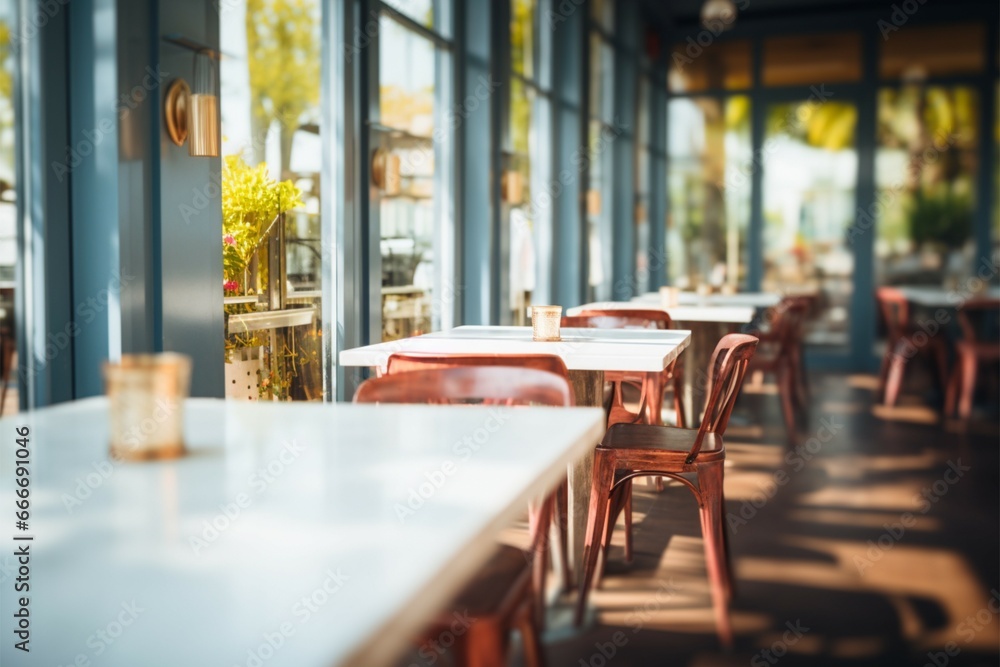 Aesthetic cafe blur creates an inviting backdrop for restaurant ...
