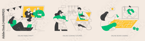 Quarantine leisure time abstract concept vector illustrations.