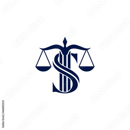 Letter S with Law justice logo vector stock icon