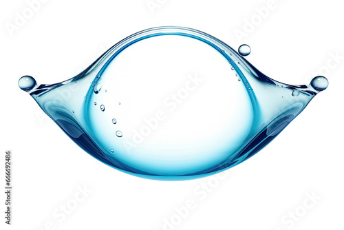 Blue water swirl splash with little bubbles isolated on clear png background, liquid flowing in form of wave