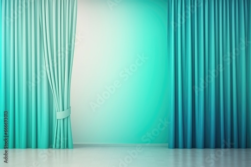 Turquoise blue gradient tie dye curtain drape and pastel 