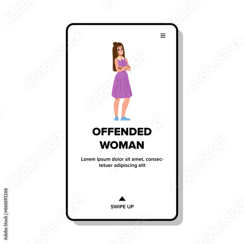 unhappy offended woman vector. female conflict, problem upset, man couple unhappy offended woman web flat cartoon illustration