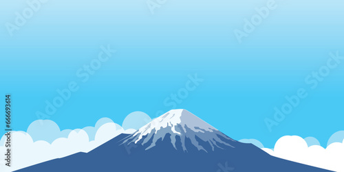 winter mount fuji mountain landscape illustration