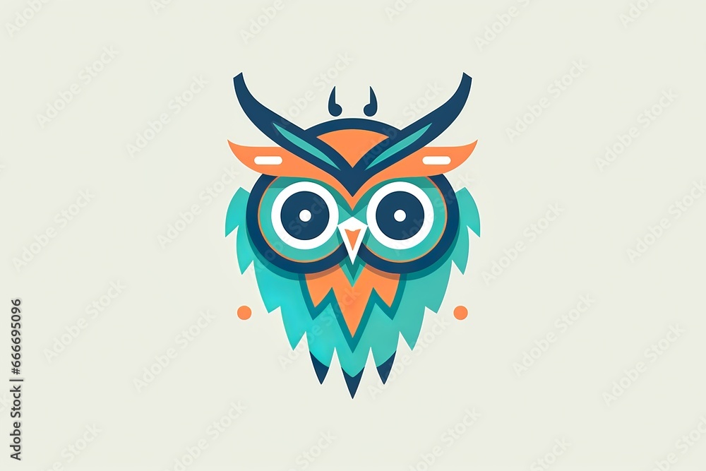 flat vector logo of owl