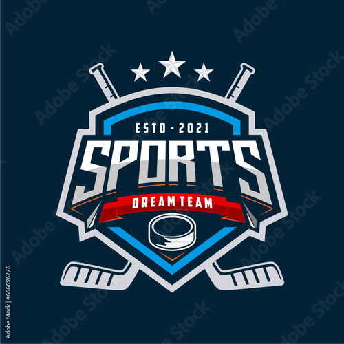 Hockey tournament logo in modern minimalist st