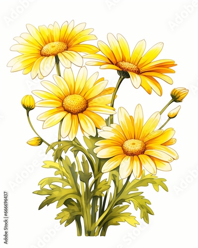 illustration bouquet yellow flowers talented holding daisy extremely shading three guilders magician sun map