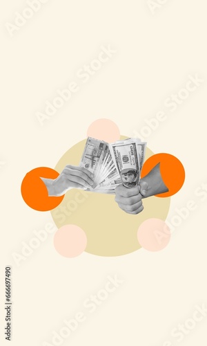 Wallpaper Mural Creative poster of two hands giving money Torontodigital.ca