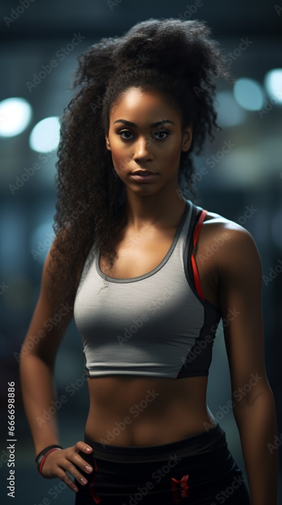 Black Athlete woman training in the gym