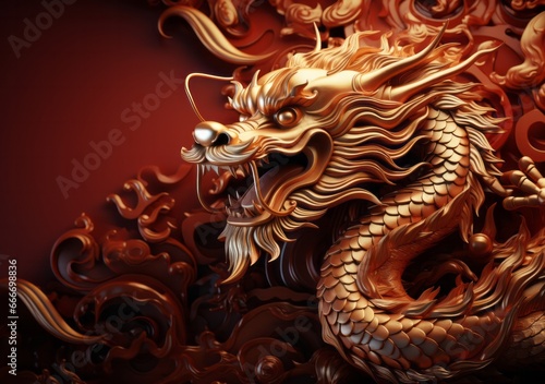 Red and Gold Chinese Dragon. The symbol of the year 2024 dragon