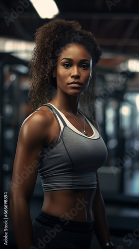 Black Athlete woman training in the gym