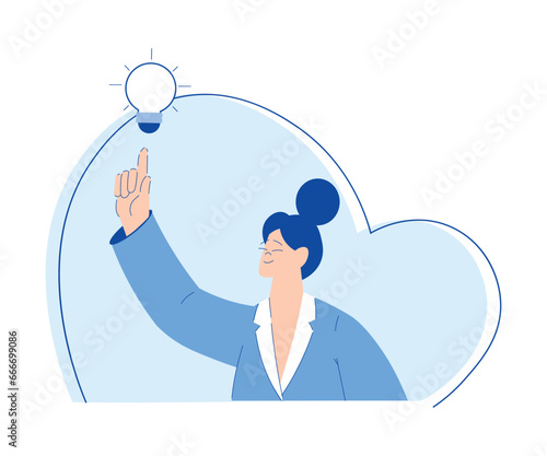 Chemistry with Woman Scientist Character with Lightbulb Have Idea Vector Illustration