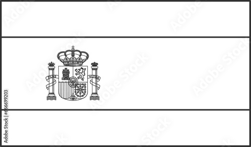 Spain flag, for color the flag. Draft flag.