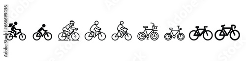 Man on bicycle icon, The man ride bicycle icon, bicycle icon, Bike. Bicycle vector icon. Concept of cycling. Go in for isolated bicycle lanes with a white background. 