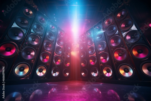 Speakers in a disco setting, providing a lively background ambiance