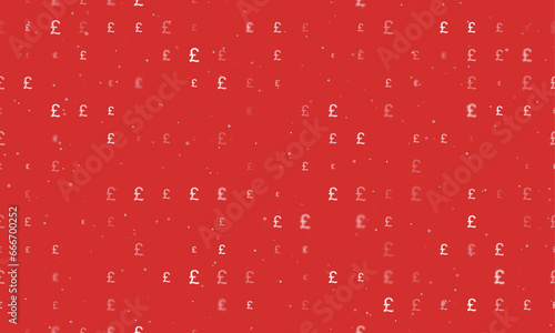 Seamless background pattern of evenly spaced white pound symbols of different sizes and opacity. Vector illustration on red background with stars
