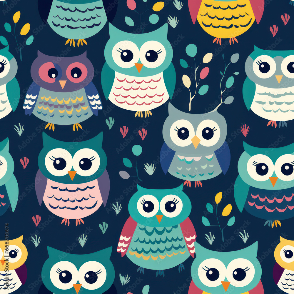 Cute owls seamless pattern design Cute owls seamless pattern design