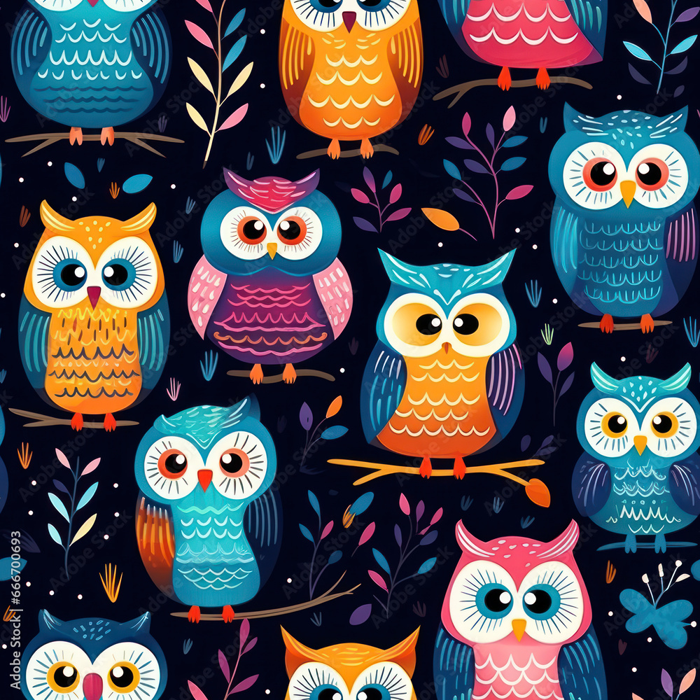 Cute owls seamless pattern design Cute owls seamless pattern design