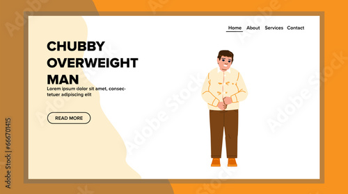 male chubby overweight man vector. web flat, male fat, plump obesity male chubby overweight man web flat cartoon illustration