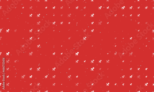 Seamless background pattern of evenly spaced white nipple symbols of different sizes and opacity. Vector illustration on red background with stars
