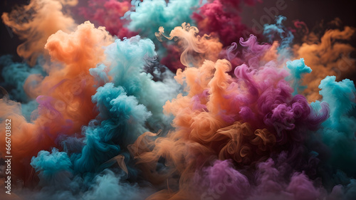 Colorful abstract background picture of artistic smoke screen. AI Generated