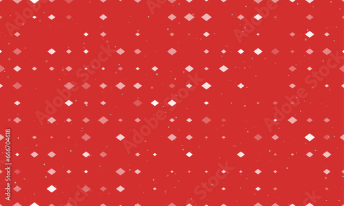 Seamless background pattern of evenly spaced white rhombus symbols of different sizes and opacity. Vector illustration on red background with stars