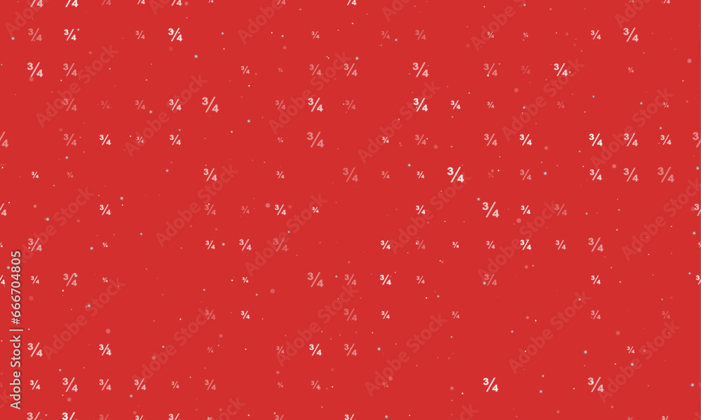 Seamless background pattern of evenly spaced white three quarters symbols of different sizes and opacity. Vector illustration on red background with stars Seamless background pattern of evenly spaced white three quarters symbols of different sizes and opacity. Vector illustration on red background with stars