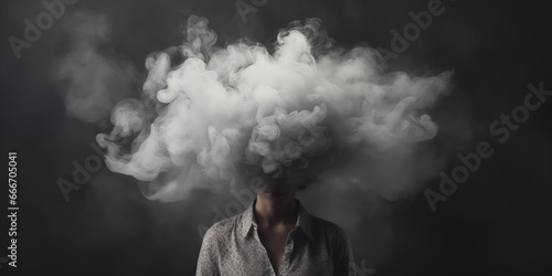 Woman with cloud overhead showing solitude, depression, and emotional struggle